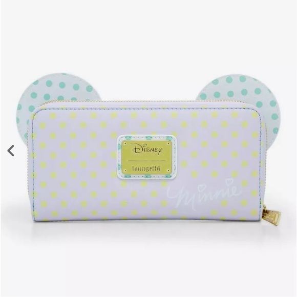 Loungefly Disney Minnie Mouse Pastel Polka Dot Zip Around Wallet, NWT - Picture 3 of 9